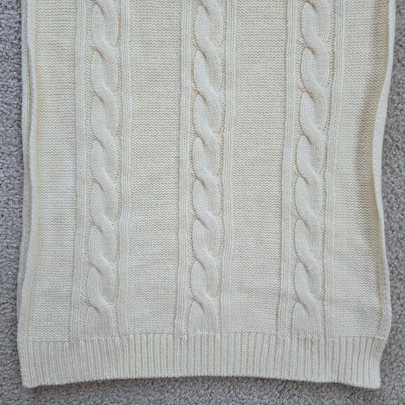 Cable Knit Ivory Scarf Wool Blend Oversized - Picture 2 of 9